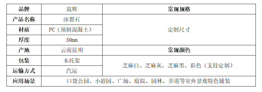 冰裂石规格说明